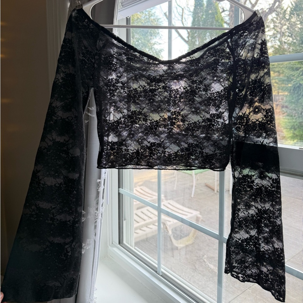 SHEIN Black Lace Off-Shoulder Top